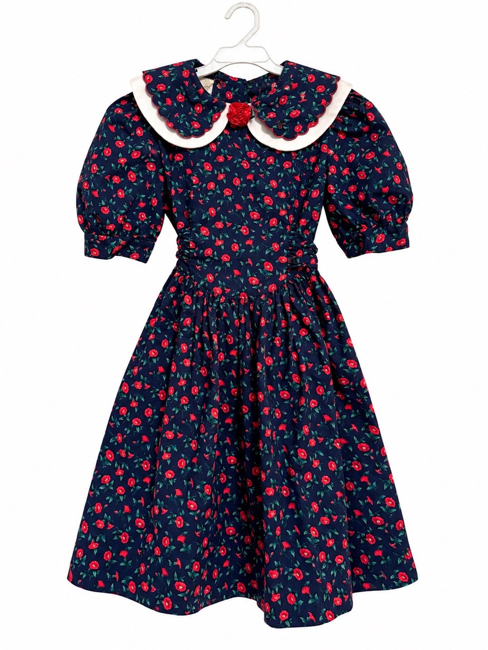 Bonnie Jean Floral Collared Dress Blue & Red